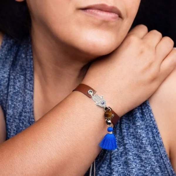 Pulsera Othoia color café/ piedra ojo de tigre